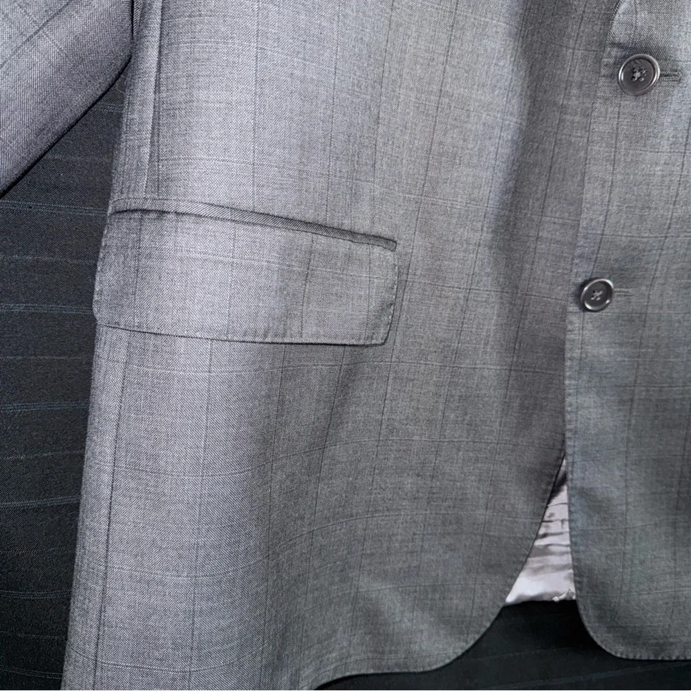 Jos A Bank Signature Gold Gray Tailored Fit Wool Jacket Sport Coat 48 R Lined